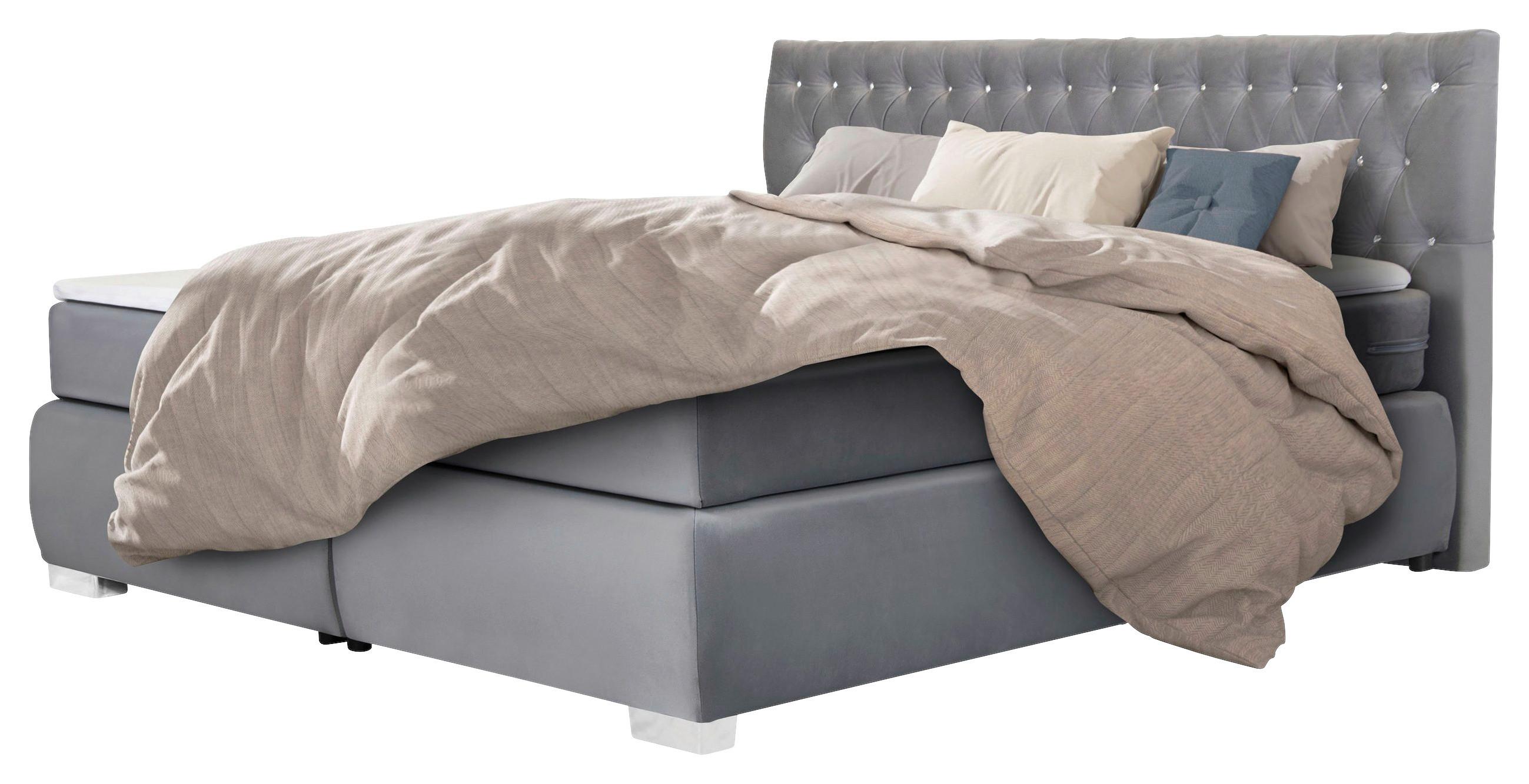 Boxspringbett Rumba inkl. Matratze 200x200 - Platinfarben, Basics, Textil (200/200cm) - Livetastic