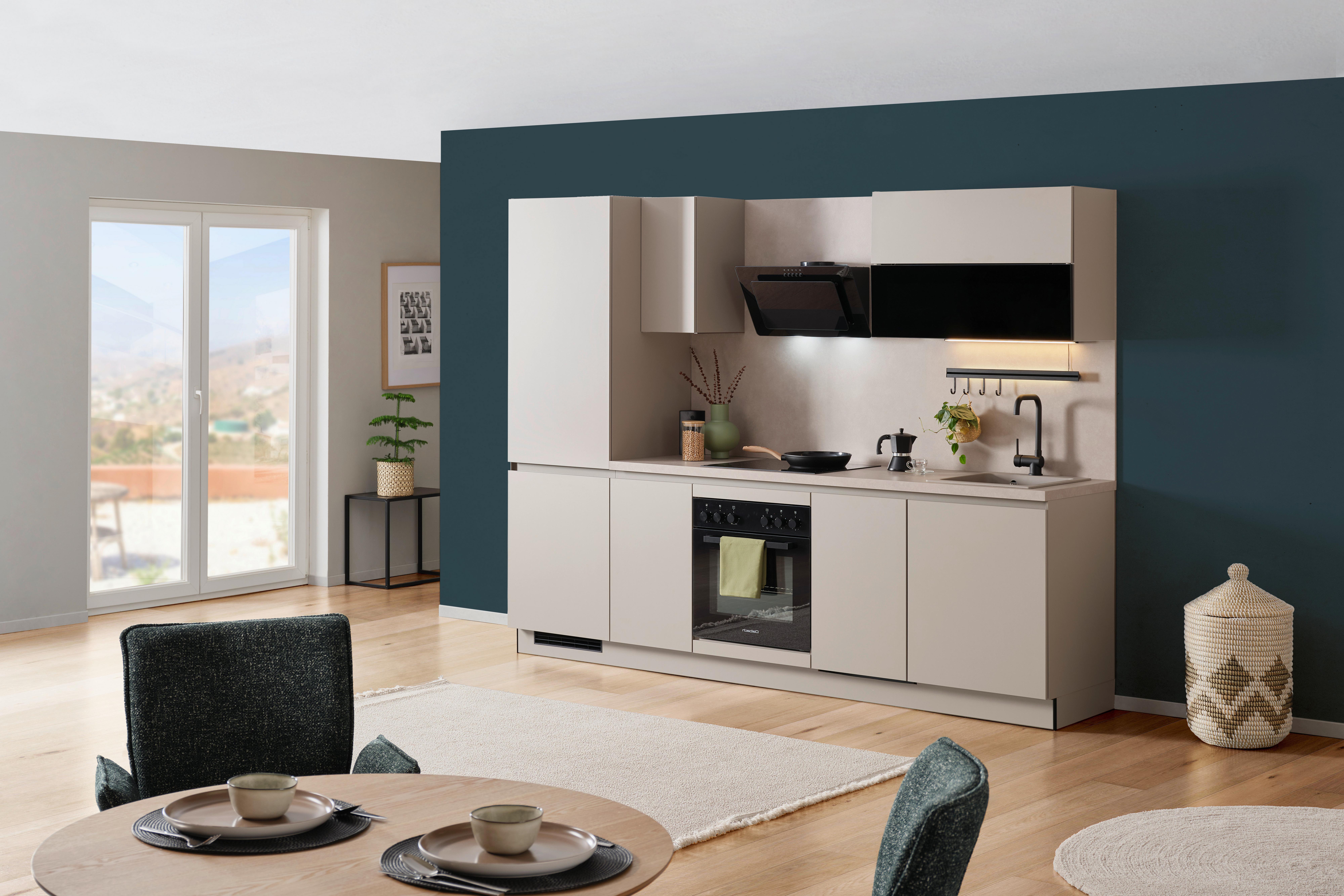 Küchenblock Win - Creme, MODERN, Holzwerkstoff (270cm) - Express-Kuechen