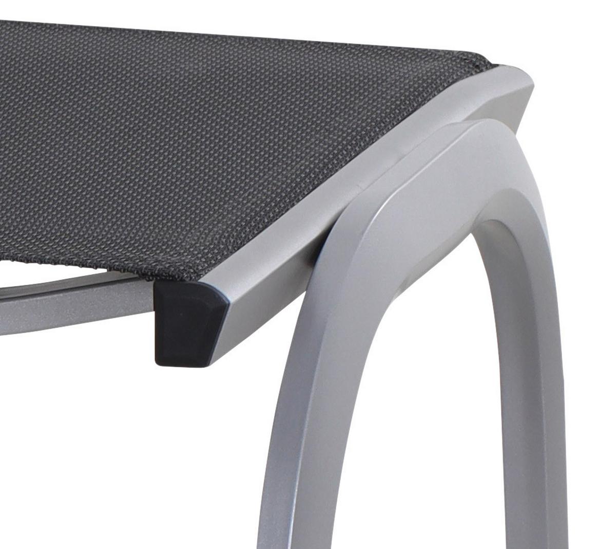 Gartenhocker Tesoro Metall Grau/Silberfarben Stapelbar - Anthrazit/Silberfarben, KONVENTIONELL, Textil/Metall (51/44/52cm) - Siena Garden