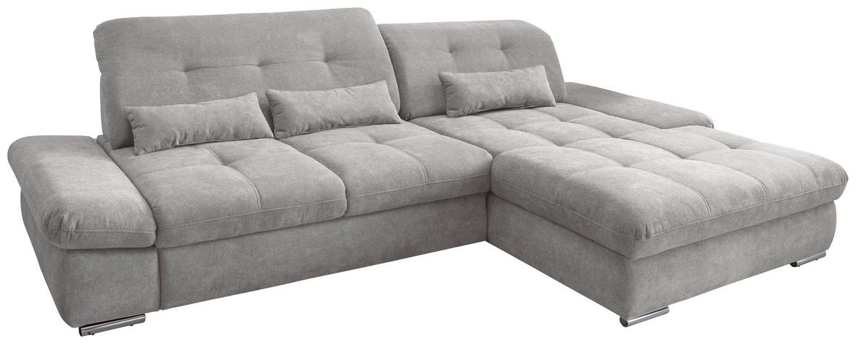 Ecksofa Dalida Grau S: 300x196 cm - Chromfarben/Grau, MODERN, Textil (300/196cm) - Livetastic