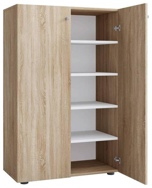 Schuhschrank Lona Xl Eiche Dekor 2-Türig B: 70 Cm - Schwarz/Sonoma Eiche, KONVENTIONELL, Holzwerkstoff (70/110/39cm) - MID.YOU