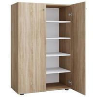 Schuhschrank Lona Xl Eiche Dekor 2-Türig B: 70 Cm - Schwarz/Sonoma Eiche, KONVENTIONELL, Holzwerkstoff (70/110/39cm) - MID.YOU
