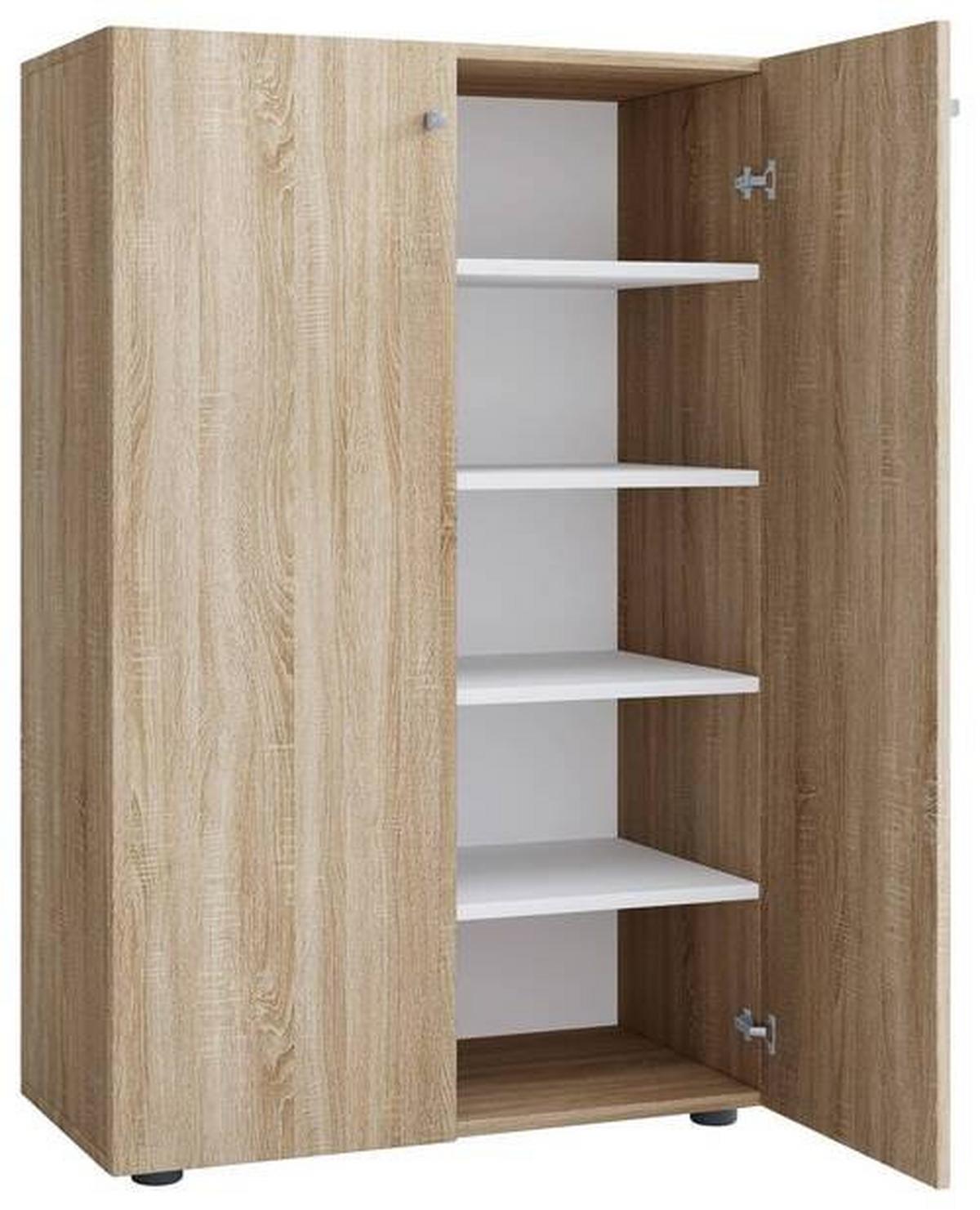 Schuhschrank Lona Xl Eiche Dekor 2-Türig B: 70 Cm - Schwarz/Sonoma Eiche, KONVENTIONELL, Holzwerkstoff (70/110/39cm) - MID.YOU