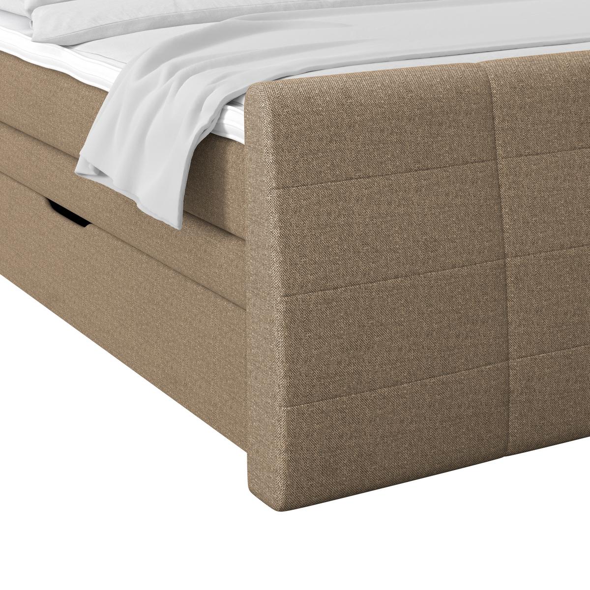Boxspringbett Mit Topper & Bettkasten 180x200 Libra - Hellbraun/Schwarz, KONVENTIONELL, Textil (180/200cm)