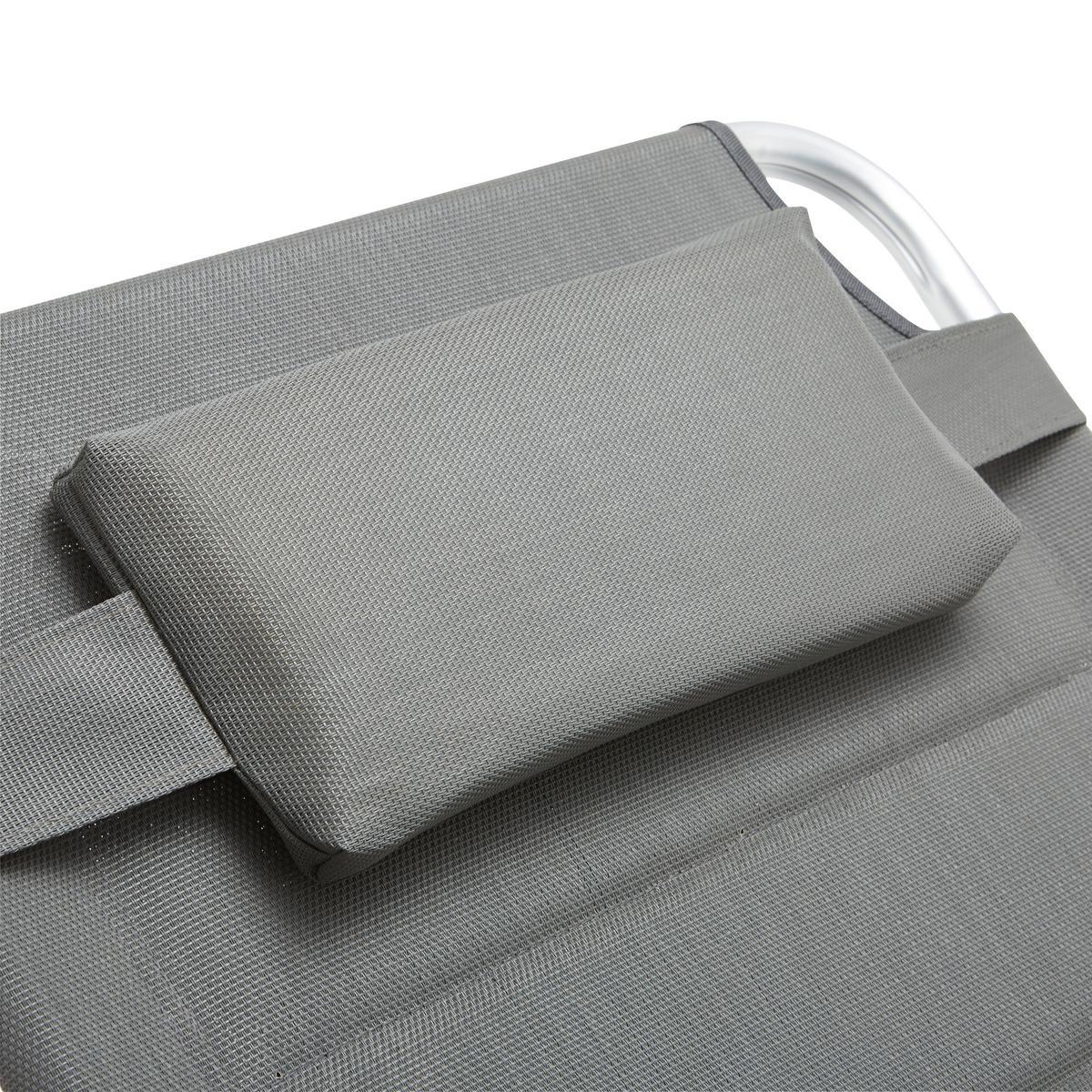Sonnenliege Klenia Aluminium, Textil Mit Kissen - Grau, MODERN, Textil/Metall (70/45/95/200cm) - Ondega