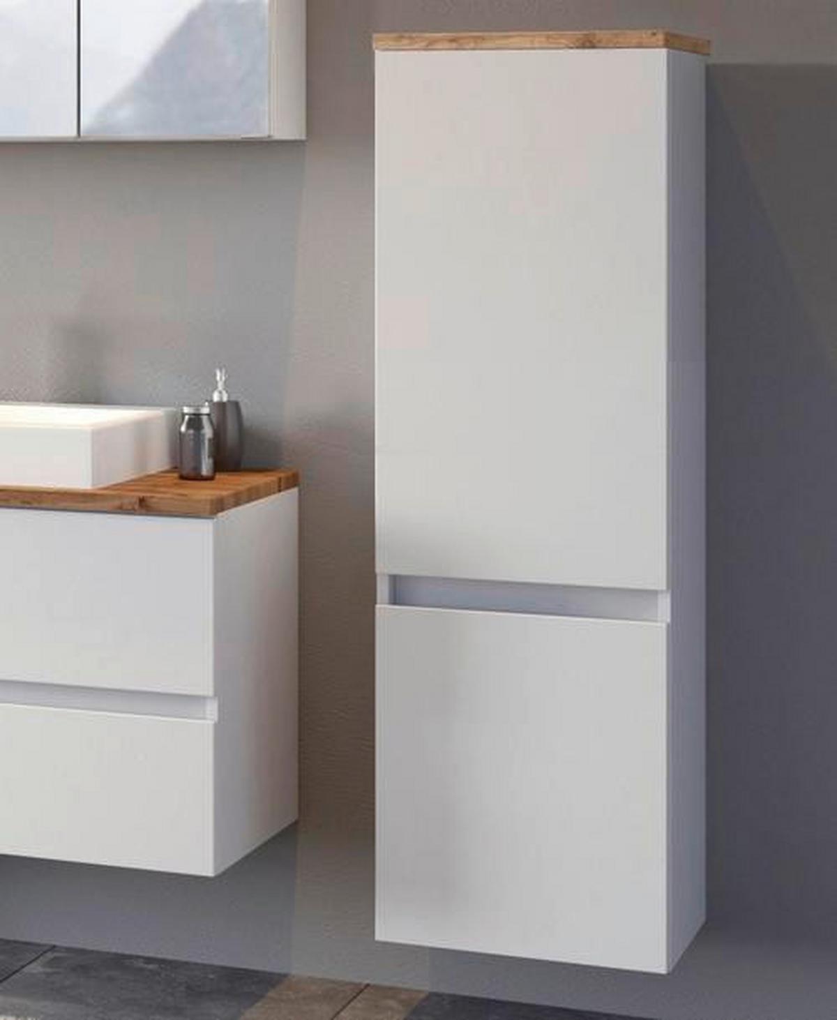 Midischrank Mit Türdämpfer Pienza 40cm Weiß/eiche Dekor - Eichefarben/Silberfarben, Basics, Holzwerkstoff (40/130/35cm) - Held