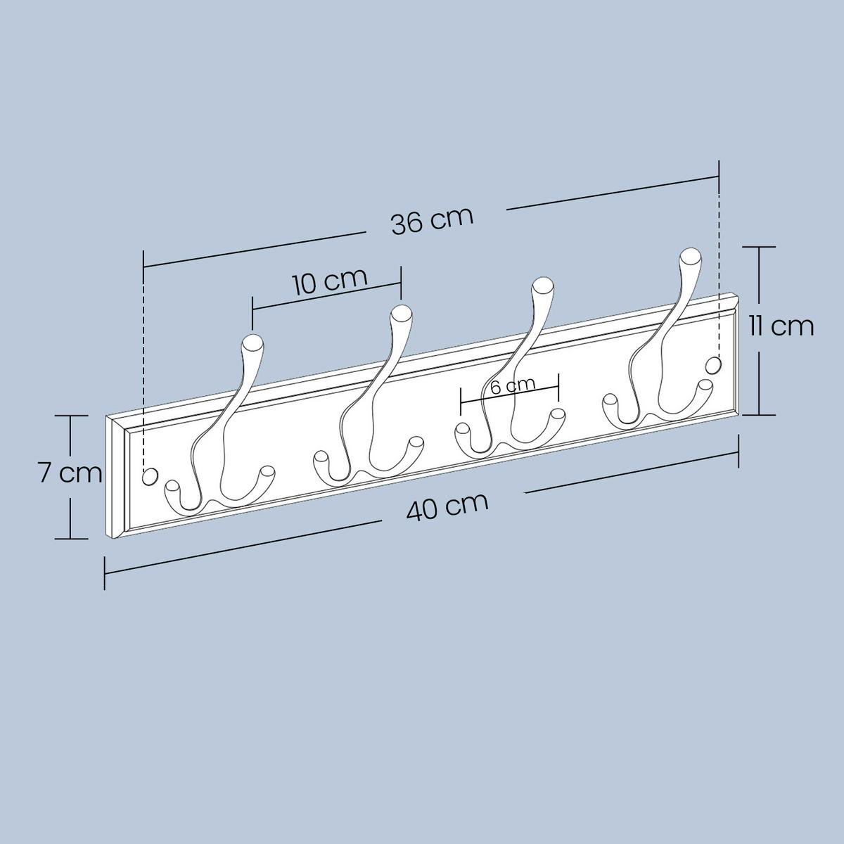 Wandgarderobe Weiß B: 40 Cm - Weiß, Basics, Holzwerkstoff/Metall (40/7cm)