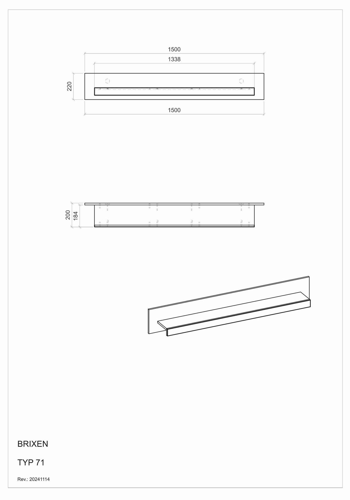 Wandboard Brixen Weiß/Eichefarben B: 150cm - Eichefarben/Weiß, Design, Holzwerkstoff (150/21/20cm) - MID.YOU