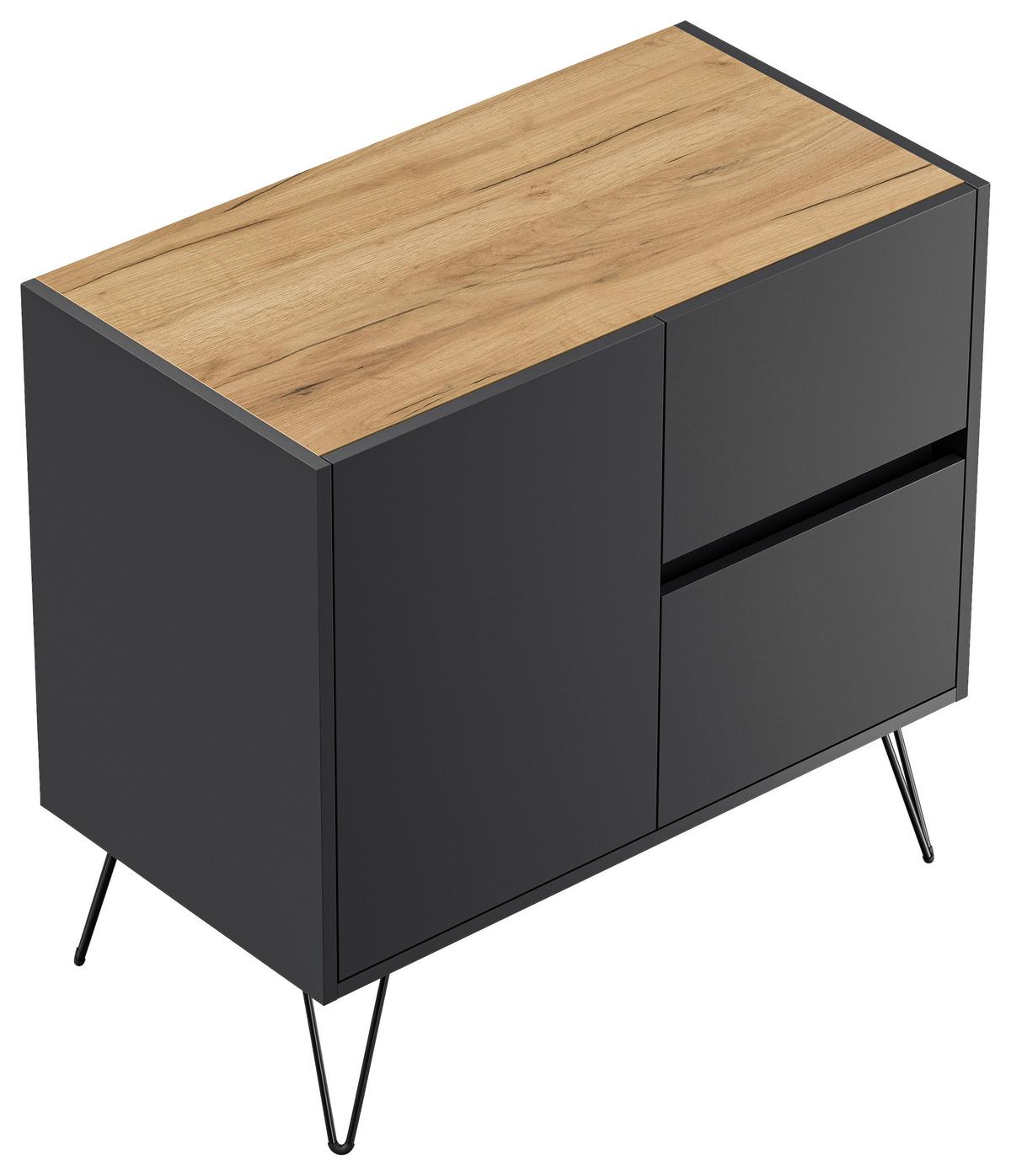 Sideboard Posseik Industrial Eichefarben/Graphit B: 79 cm - Eichefarben/Schwarz, Design, Holzwerkstoff (79/75,8/42cm) - P & B
