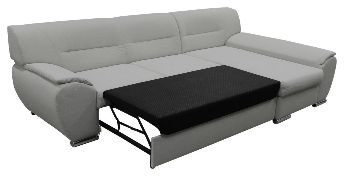 Veratti New Hellgrau Inkl. Schlaffunktion Ottomane Rechts - Silberfarben/Hellgrau, Design, Textil (281/167cm) - MID.YOU