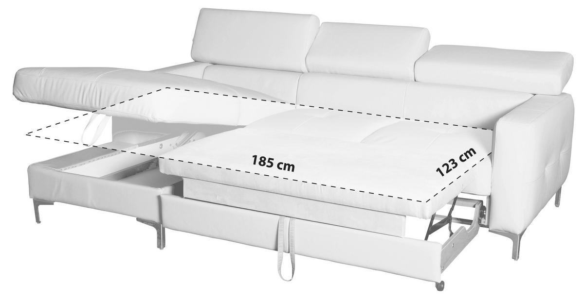 Ecksofa Mit Schlaffunktion Sammy Grau Leder - Chromfarben/Grau, Design, Leder (168/227cm) - Livetastic
