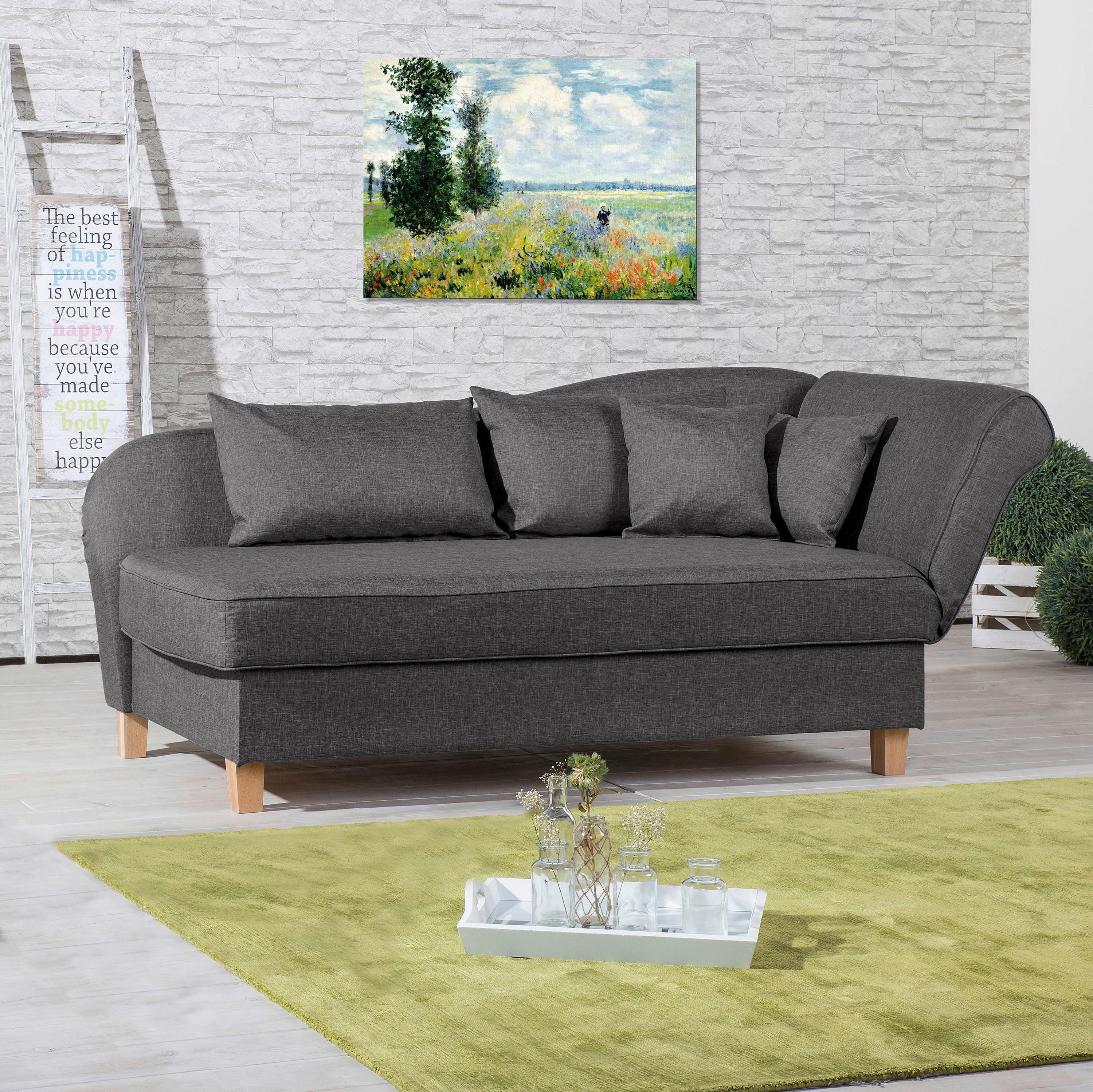 Récamiere Selma In Anthrazit B: 190 Cm - Anthrazit/Buchefarben, Design, Textil (190/82/88cm) - Max Winzer
