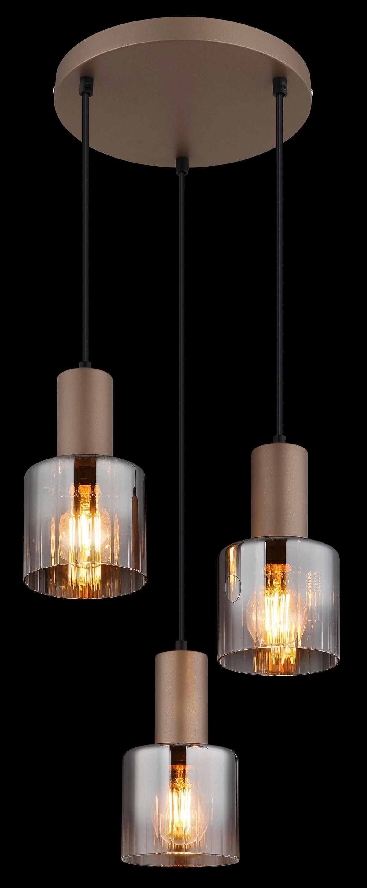 Hängeleuchte Exkl. 3xe27, 40w - Klar/Chromfarben, Design, Glas/Kunststoff (28/150cm) - Globo