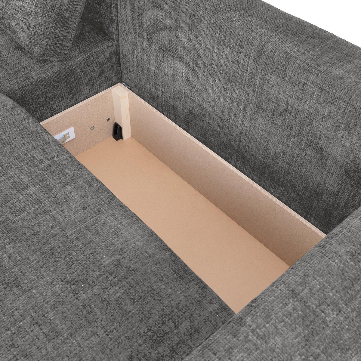 Ecksofa Dallas - Schlammfarben/Schwarz, MODERN, Holz/Kunststoff (173/258cm)