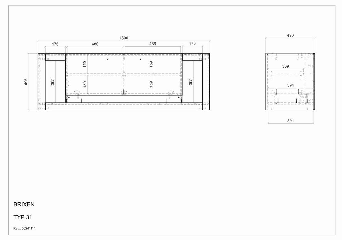 Lowboard Brixen Weiß/Eichefarben B: 150cm - Eichefarben/Weiß, Design, Holzwerkstoff (150/49/43cm) - MID.YOU