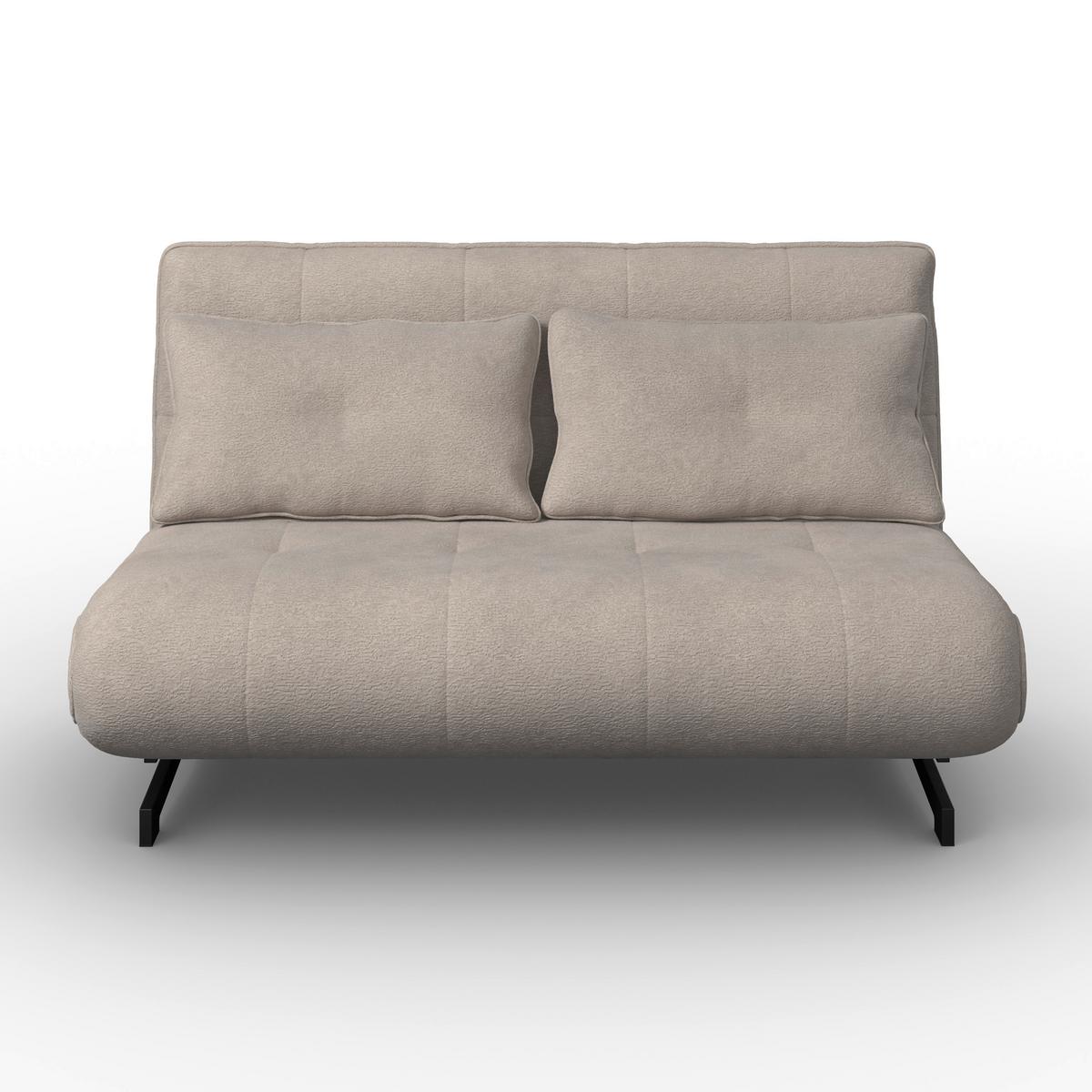 Rozkládací pohovka LUNA, béžové buklé, max.240 kg - černá/béžová, Moderní, kov/textil (142/62/40cm) - Bessagi Home