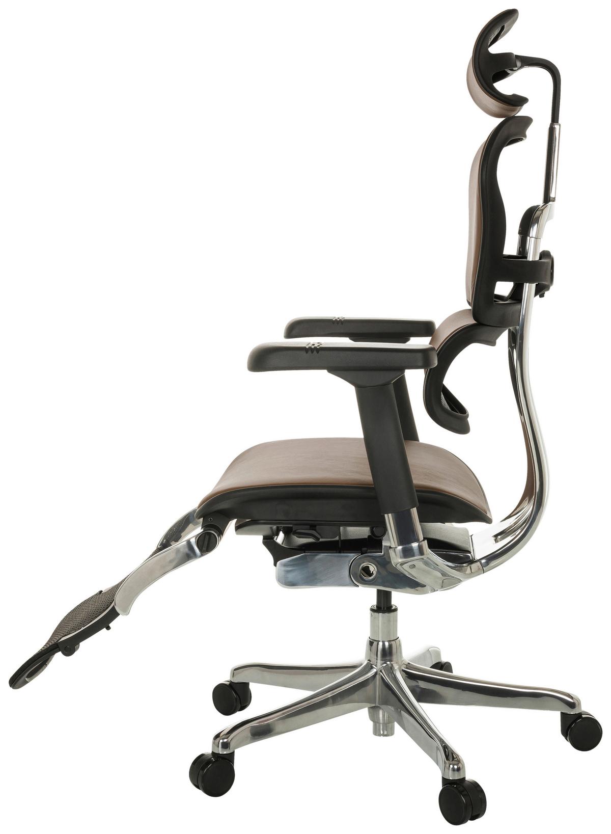 Drehstuhl Ergohuman Plus Braun B: 76 Cm - Silberfarben/Schwarz, MODERN, Leder/Kunststoff (76/119 - 138/64cm) - MID.YOU