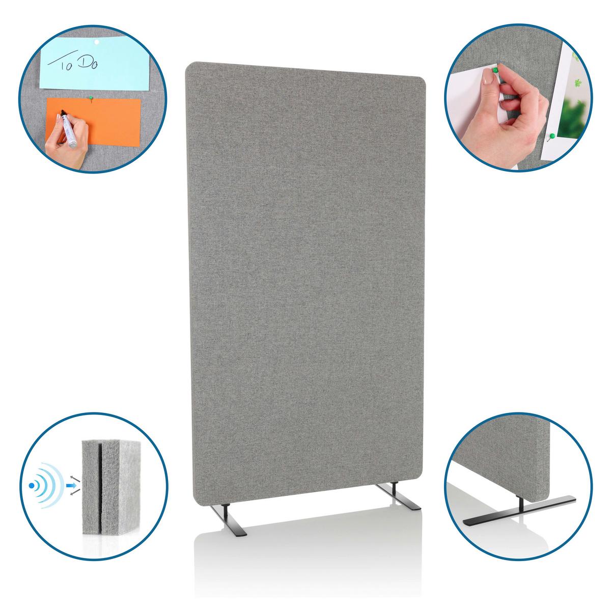Trennwand Flexmiut Stand - Hellgrau, Basics, Kunststoff/Textil (80/142/35cm) - MID.YOU