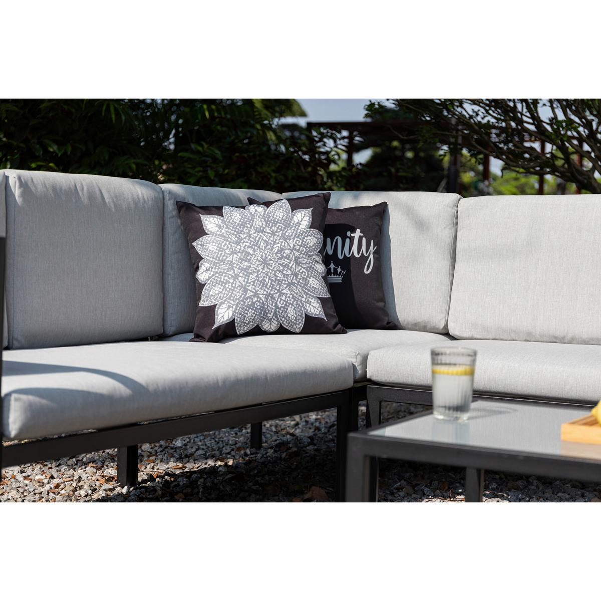 Loungegarnitur Kos - Anthrazit/Grau, MODERN, Textil/Metall - Gardenson