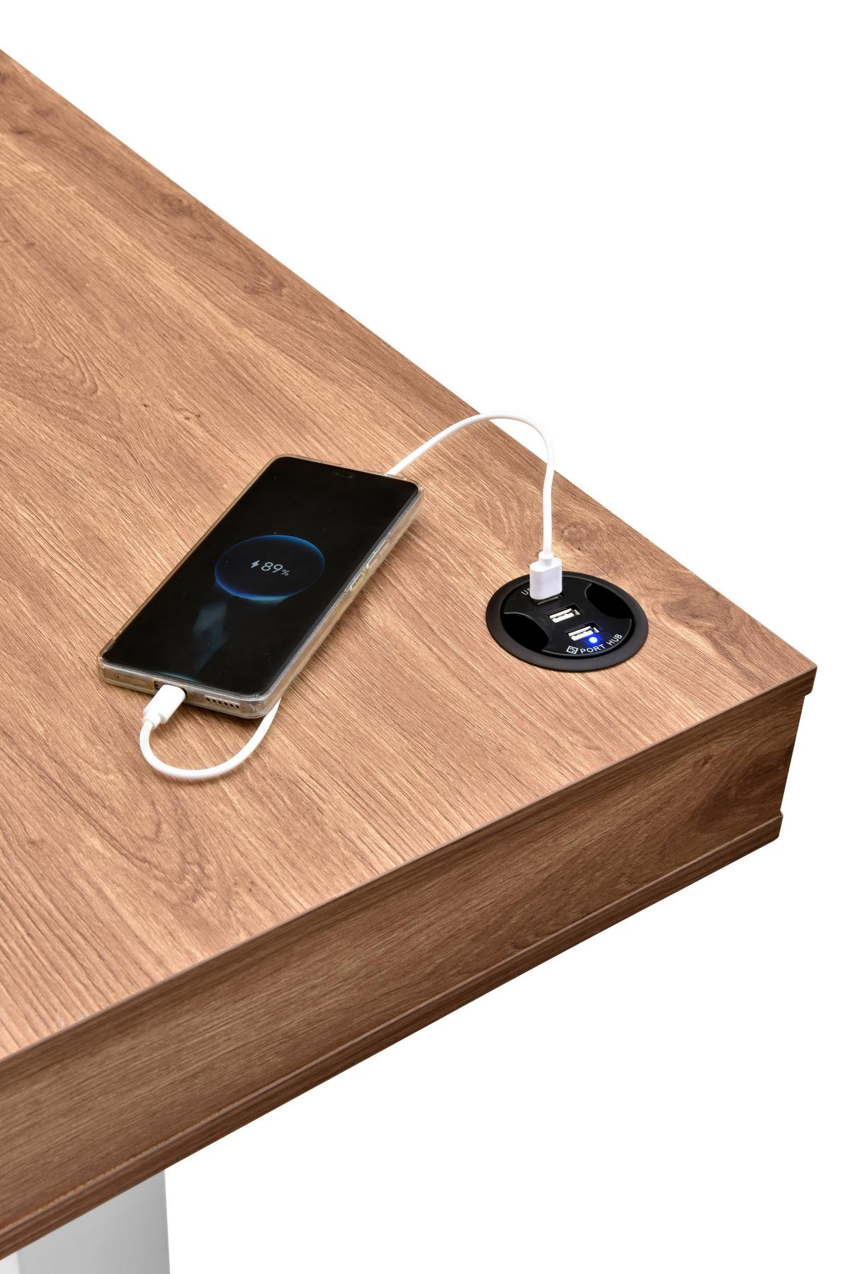 Schreibtisch Worktime Style Weiß/Eichefarben L: 120cm - Eichefarben/Weiß, MODERN, Holz/Metall (120/60/72-110cm) - MID.YOU