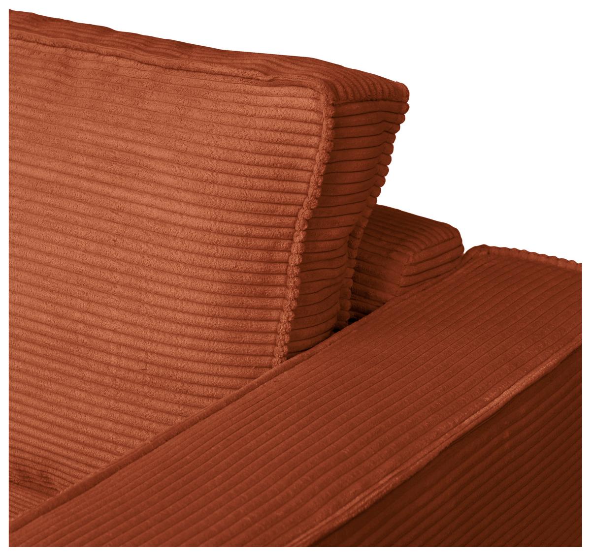 Schlafsofa Texas Rostfarben Cord, B: 203 cm - Rostfarben/Dunkelbraun, Design, Textil (203/85/99cm) - MID.YOU