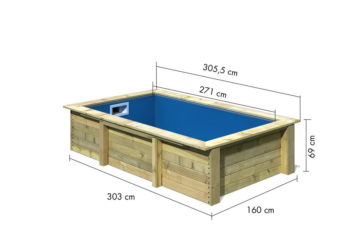 Pool-Set Poseidon 40161 Pool Poseidon - Blau/Naturfarben, Basics, Holz/Kunststoff (303/69/160cm)