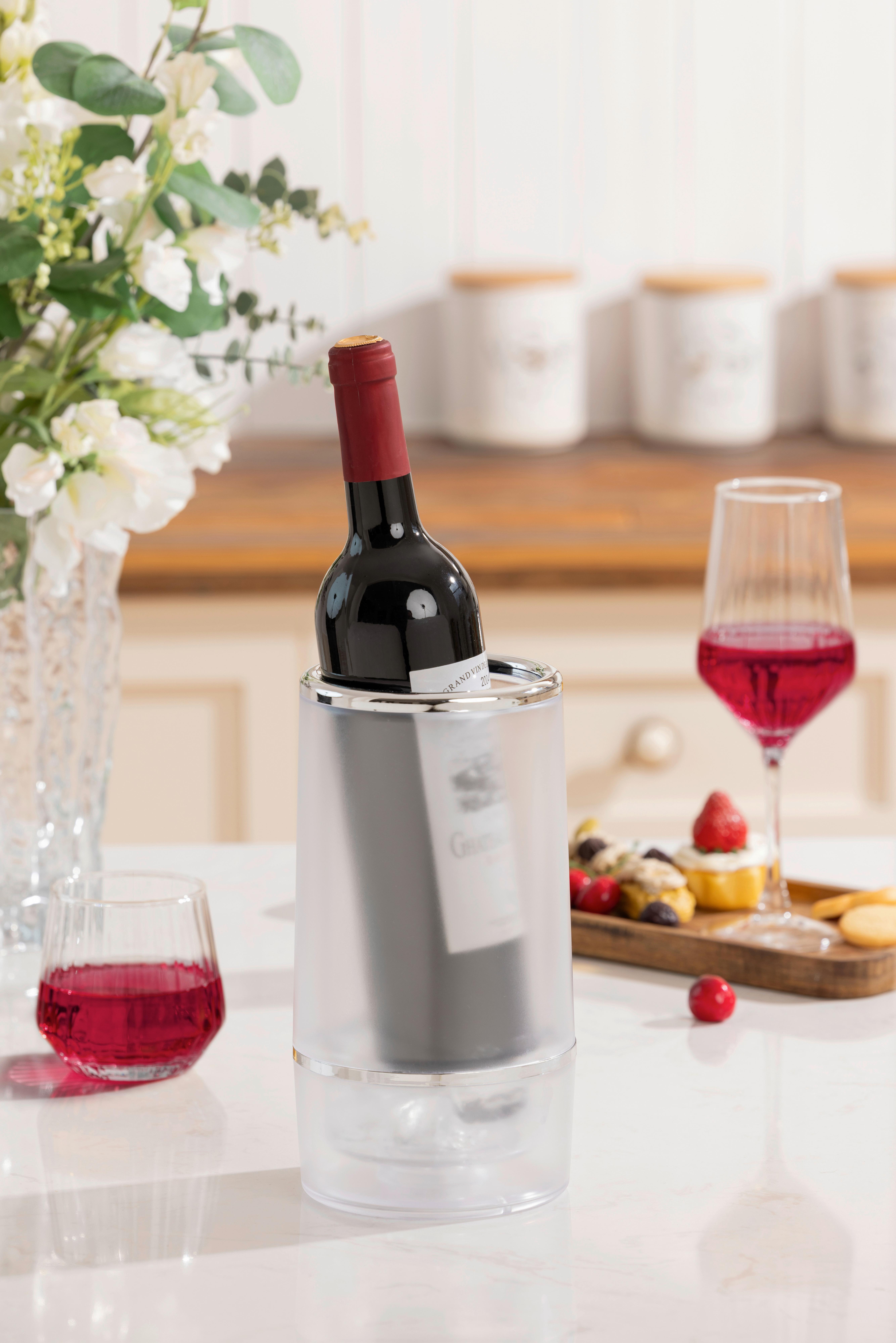 Weinkühler Lars - Transparent/Silberfarben, Basics, Kunststoff (11,5/23cm) - James Wood