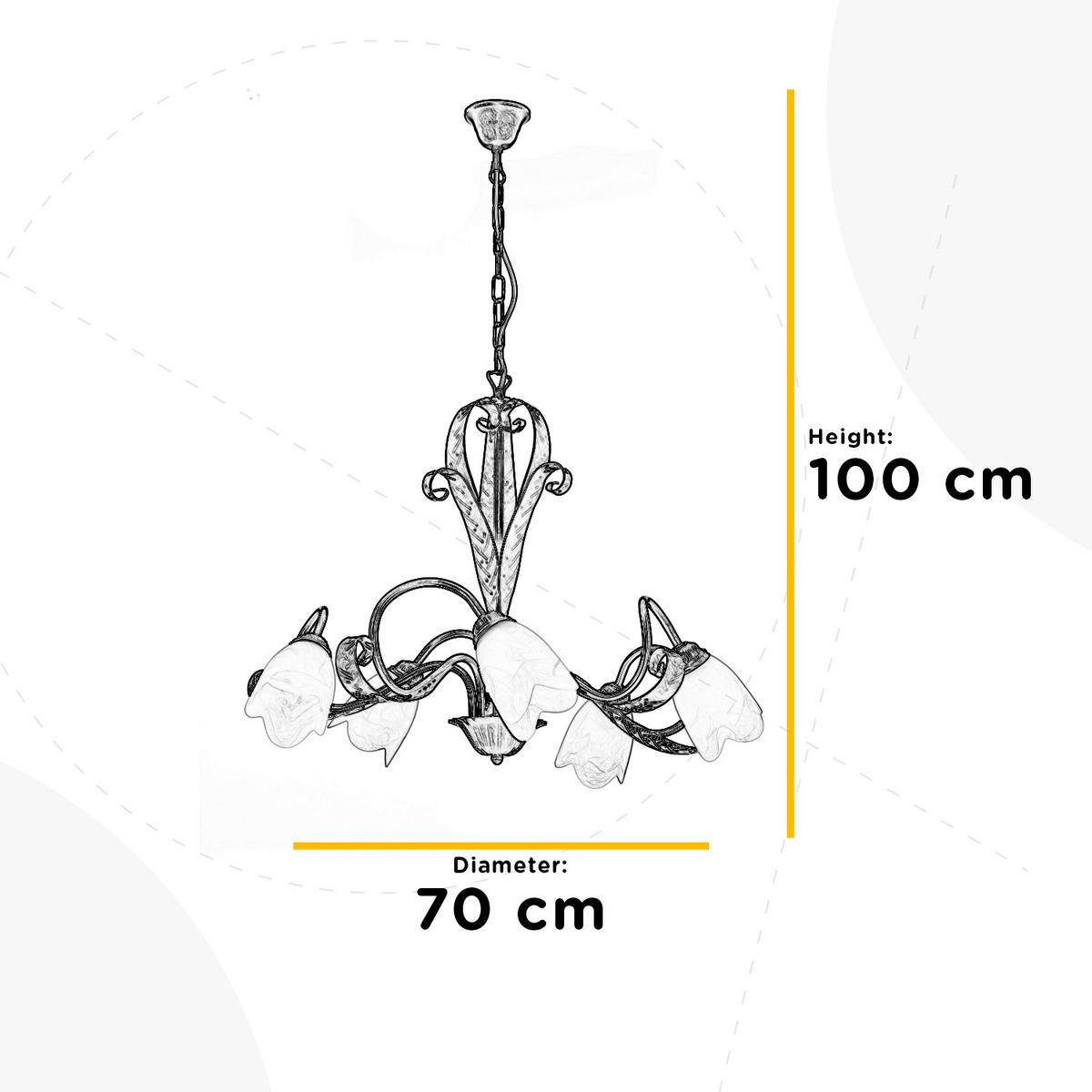 Kronleuchter 4240/5 - Bronzefarben, Basics, Glas/Metall (70/100cm)