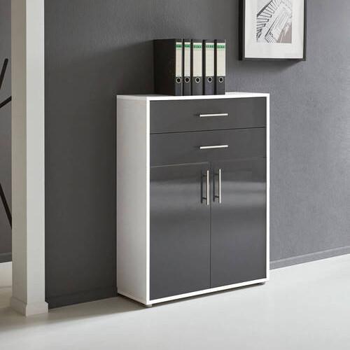 Office Edition B: 84,5 cm Weiß/Anthrazit - Anthrazit Hochglanz/Weiß, MODERN, Holzwerkstoff (84,5/114/33cm) - MID.YOU