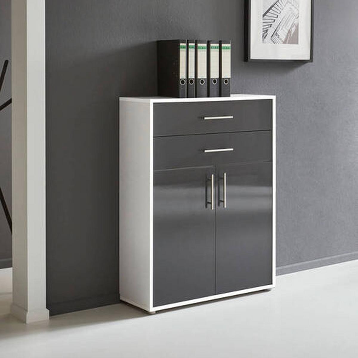 Office Edition B: 84,5 Cm Weiß/anthrazit - Anthrazit Hochglanz/Weiß, MODERN, Holzwerkstoff (84,5/114/33cm) - MID.YOU