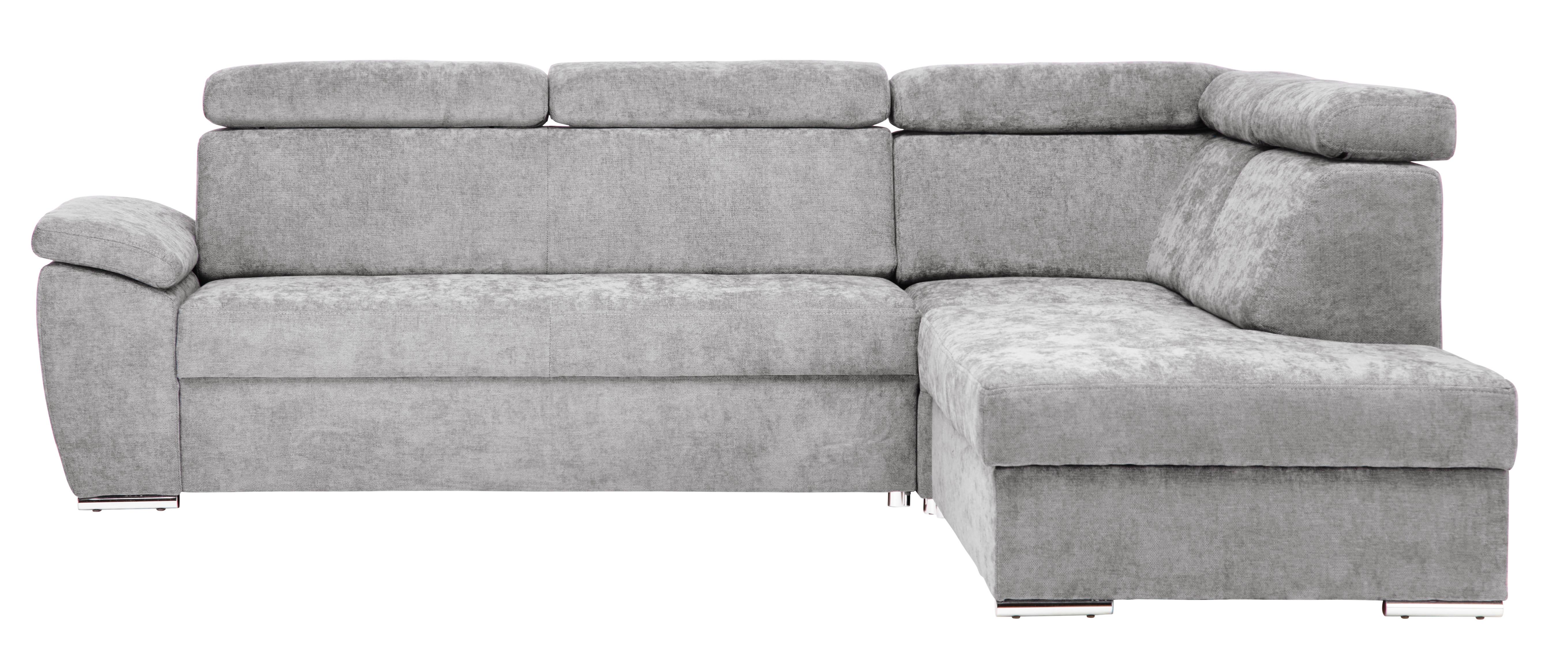 Ecksofa mit Bettkasten Fixie Grau Plüsch - Chromfarben/Grau, MODERN, Textil (270/230cm) - MID.YOU
