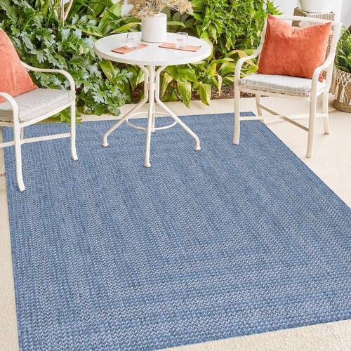 Outdoorteppich Zagora - Blau, Basics, Textil (80/150cm) - Novel
