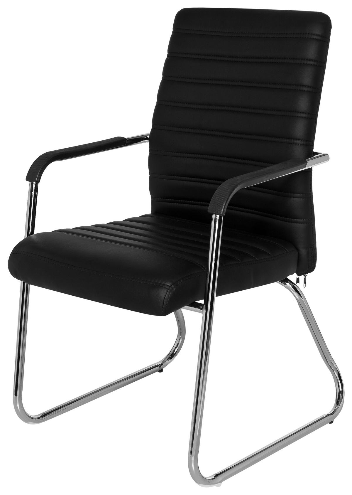 Besucherstuhl Steel V Schwarz - Chromfarben/Schwarz, MODERN, Kunststoff/Textil (55/96/46cm) - MID.YOU