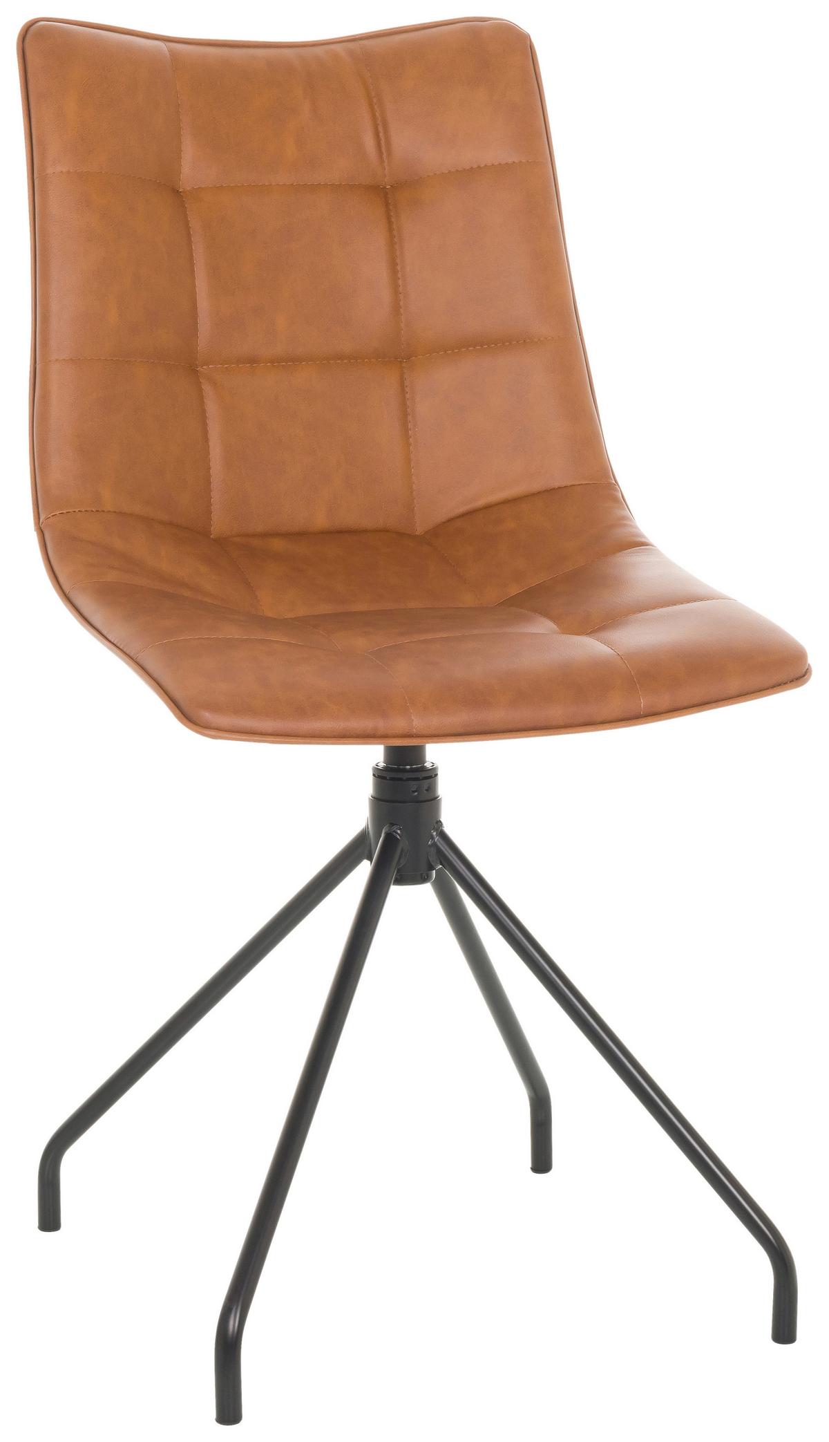 Besucherstuhl Tarviso - Schwarz/Braun, Basics, Leder/Metall (48/93/52cm) - MID.YOU