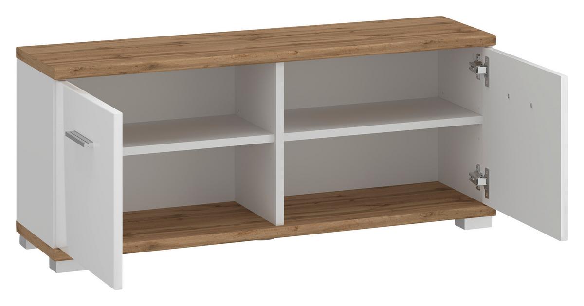 Garderobenschrank Hola Weiß/Wotan Eiche B: 90 cm - Eiche Wotan/Weiß, Trend, Holzwerkstoff (90/40/33,5cm)