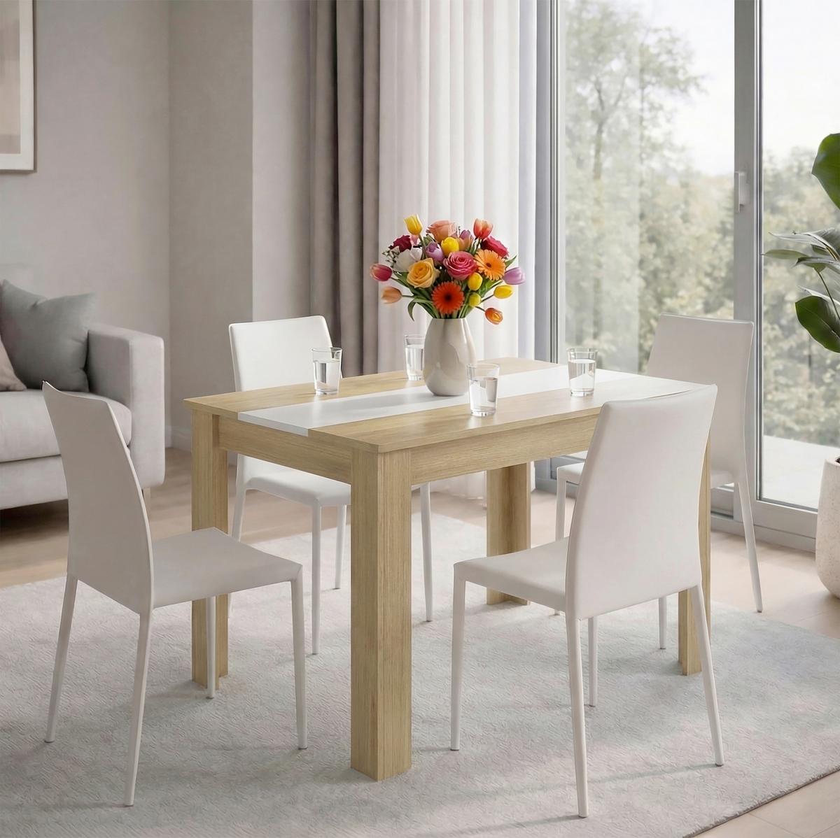 Esstisch Disalo Weiß/Honigeiche L: 115cm - Honigeiche/Weiß, MODERN, Holzwerkstoff (115/80/75cm) - MID.YOU
