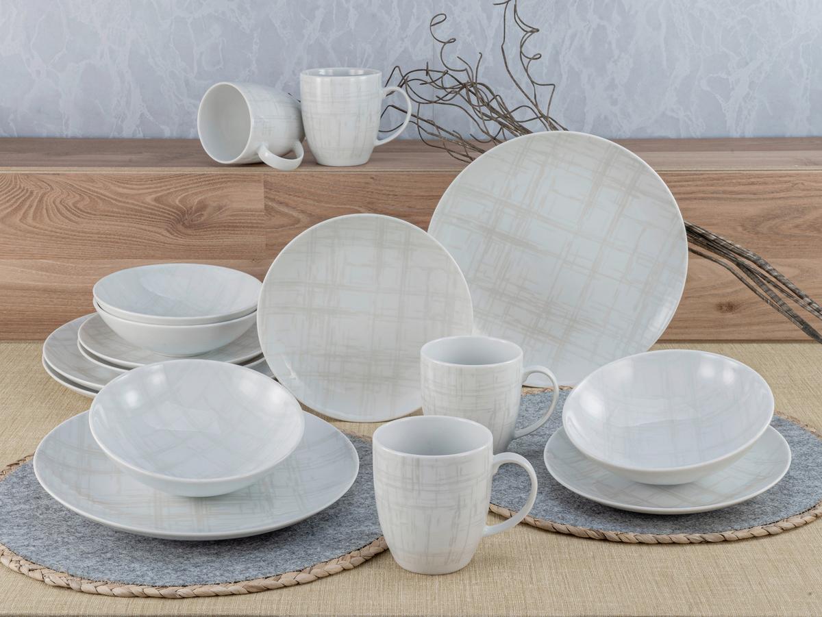 Kombiservice Home Porzellan 4 Personen Geschirr Set - Multicolor/Weiß, Basics, Keramik - Creatable