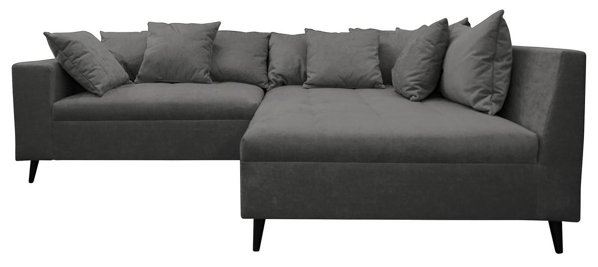 Ecksofa Pruno, Grau S: 247x174 Cm - Schwarz/Grau, Design, Textil (247/174cm) - MID.YOU