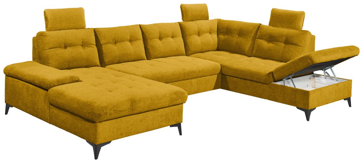 Wohnlandschaft Durban U Gelb U: 170/324/218 Cm - Gelb/Schwarz, KONVENTIONELL, Textil (170/324/218cm) - MID.YOU