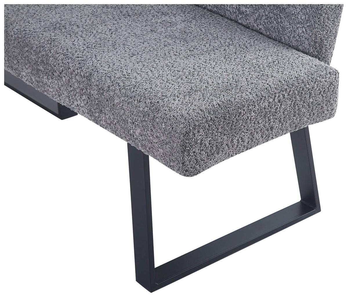 Eckbank Terri Leinenoptik Grau, S: 160x130cm - Schwarz/Grau, KONVENTIONELL, Textil/Metall (160/130cm) - MID.YOU