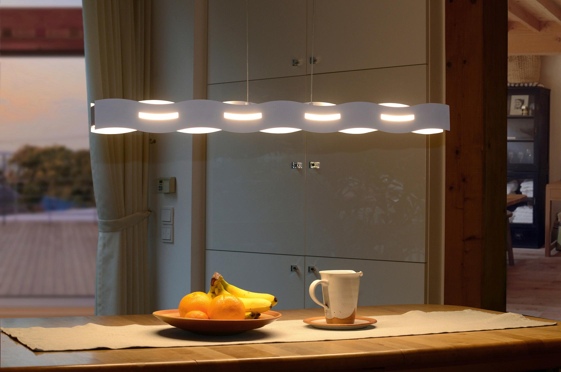 Led-hängeleuchte Led-Wave-S-Nik - Nickelfarben, Design, Metall (100/120/7cm)