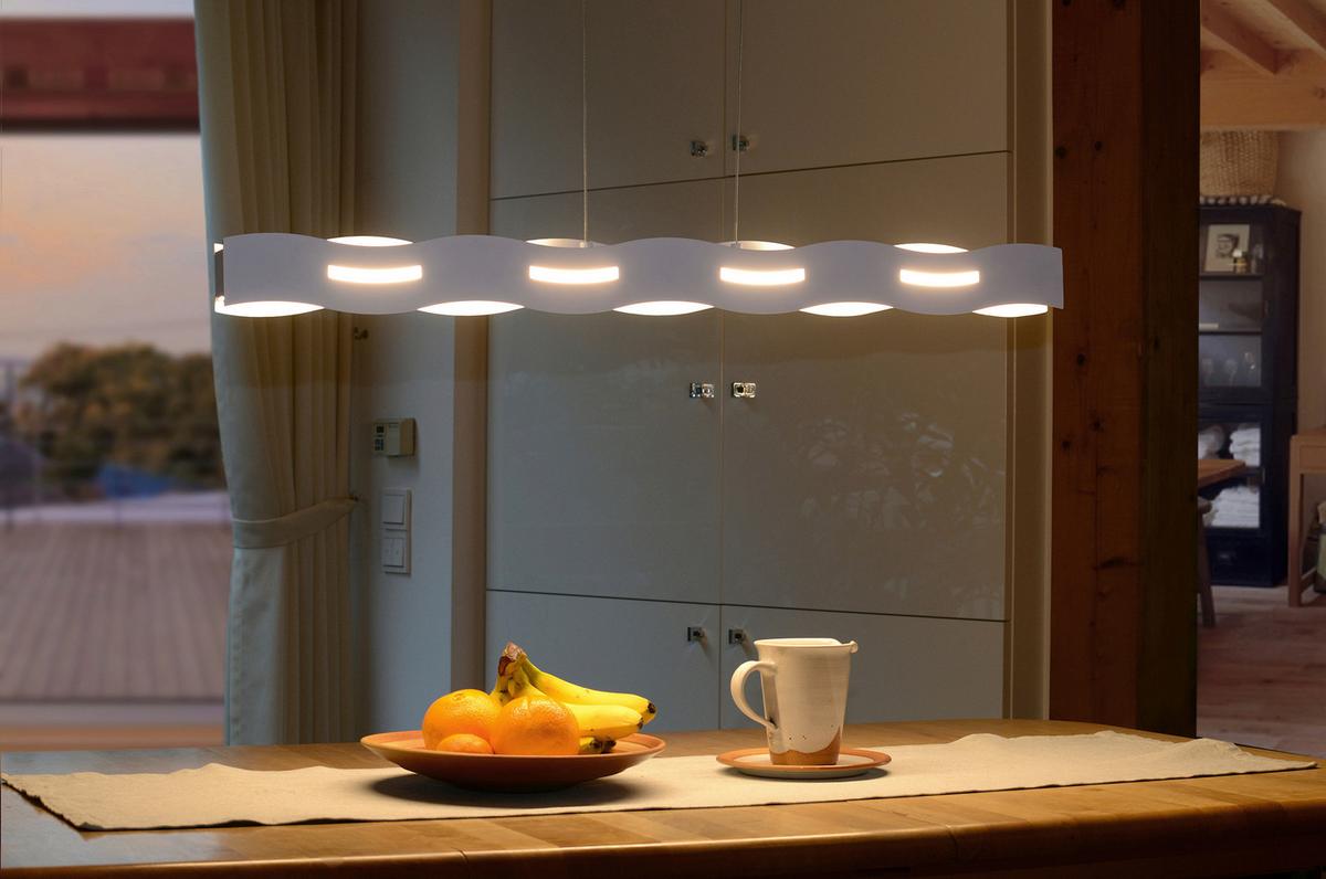 LED-Hängeleuchte LED-Wave-S-Nik - Nickelfarben, Design, Metall (100/120/7cm)