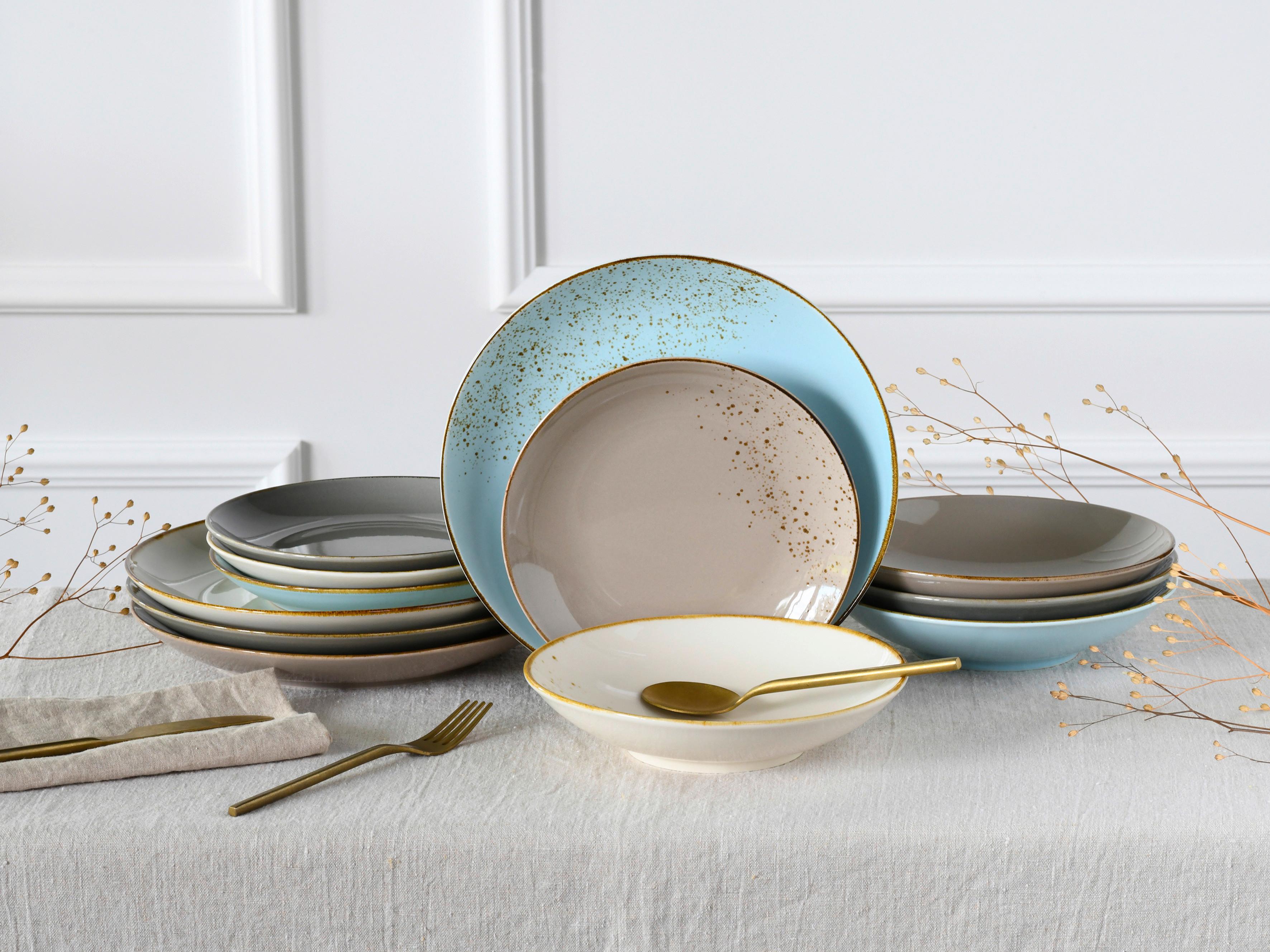 Kombiservice Keramik 4 Personen Geschirr Set - Multicolor, Basics, Keramik (31,5/31,5/38cm) - Creatable