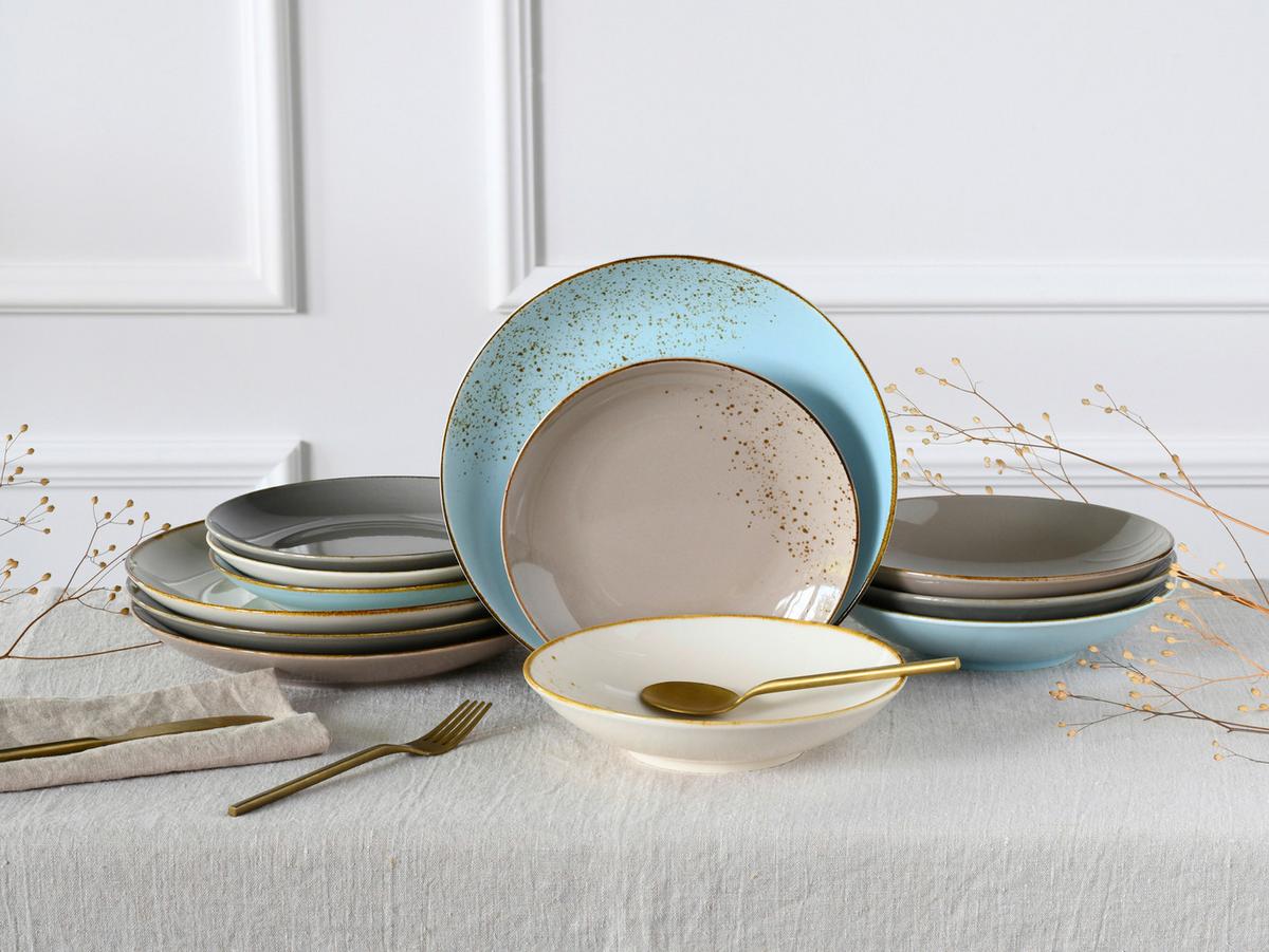 Kombiservice Keramik 4 Personen Geschirr Set - Multicolor, Basics, Keramik (31,5/31,5/38cm) - Creatable