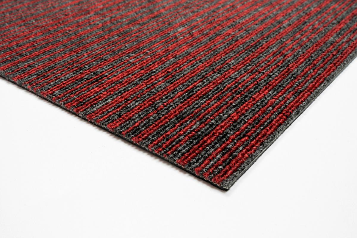 Teppichfliese Grau/Rot Astra 50x50 cm Florhöhe 3 mm - Rot/Grau, Basics, Textil (50/50cm)