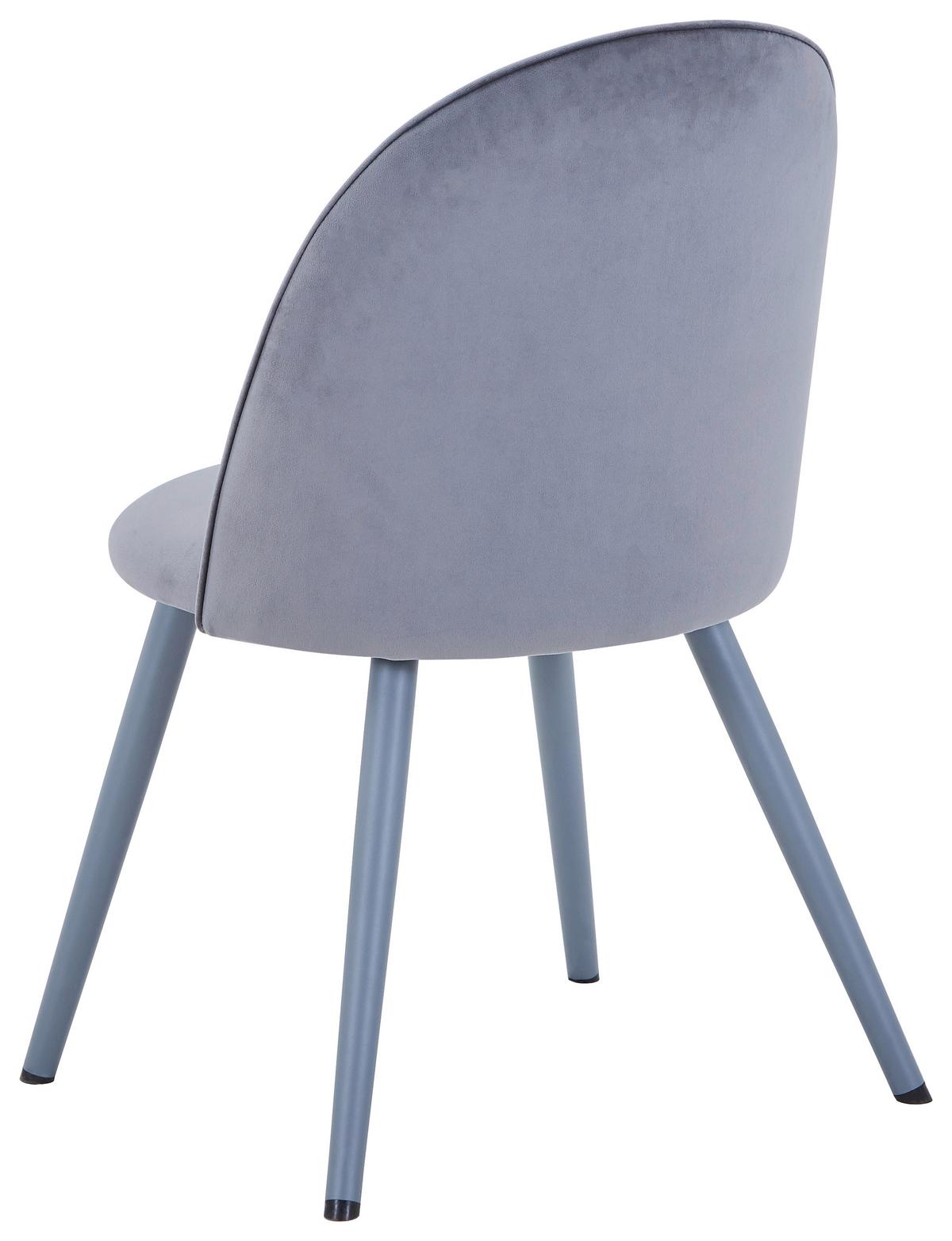 Vierfußstuhl Wando Velouroptik Grau Gepostert - Grau, Trend, Textil/Metall (53/84/54cm)