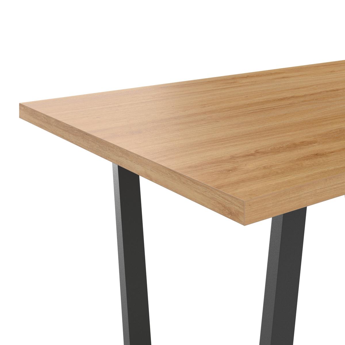 Jedálenský stôl RUDI š: 160 cm - čierna/prírodná farba, Modern, kov/kompozitné drevo (160/75/90cm)