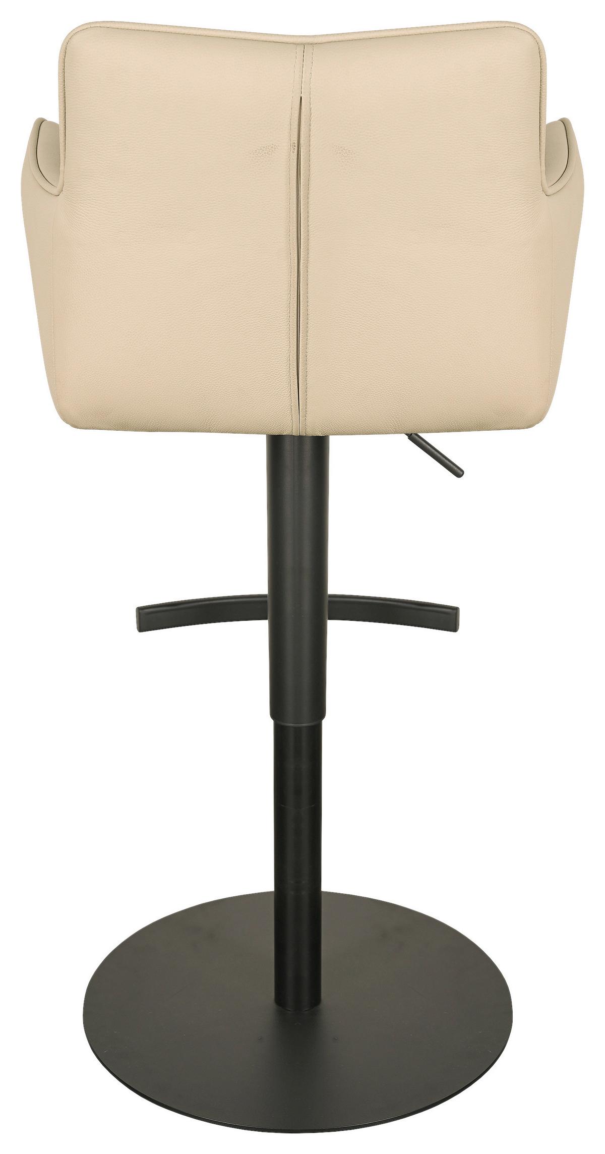 Barhocker Porto Beige B: 54,5 cm - Beige/Schwarz, MODERN, Leder/Metall (54,5/90/112/51,5cm) - Livetastic
