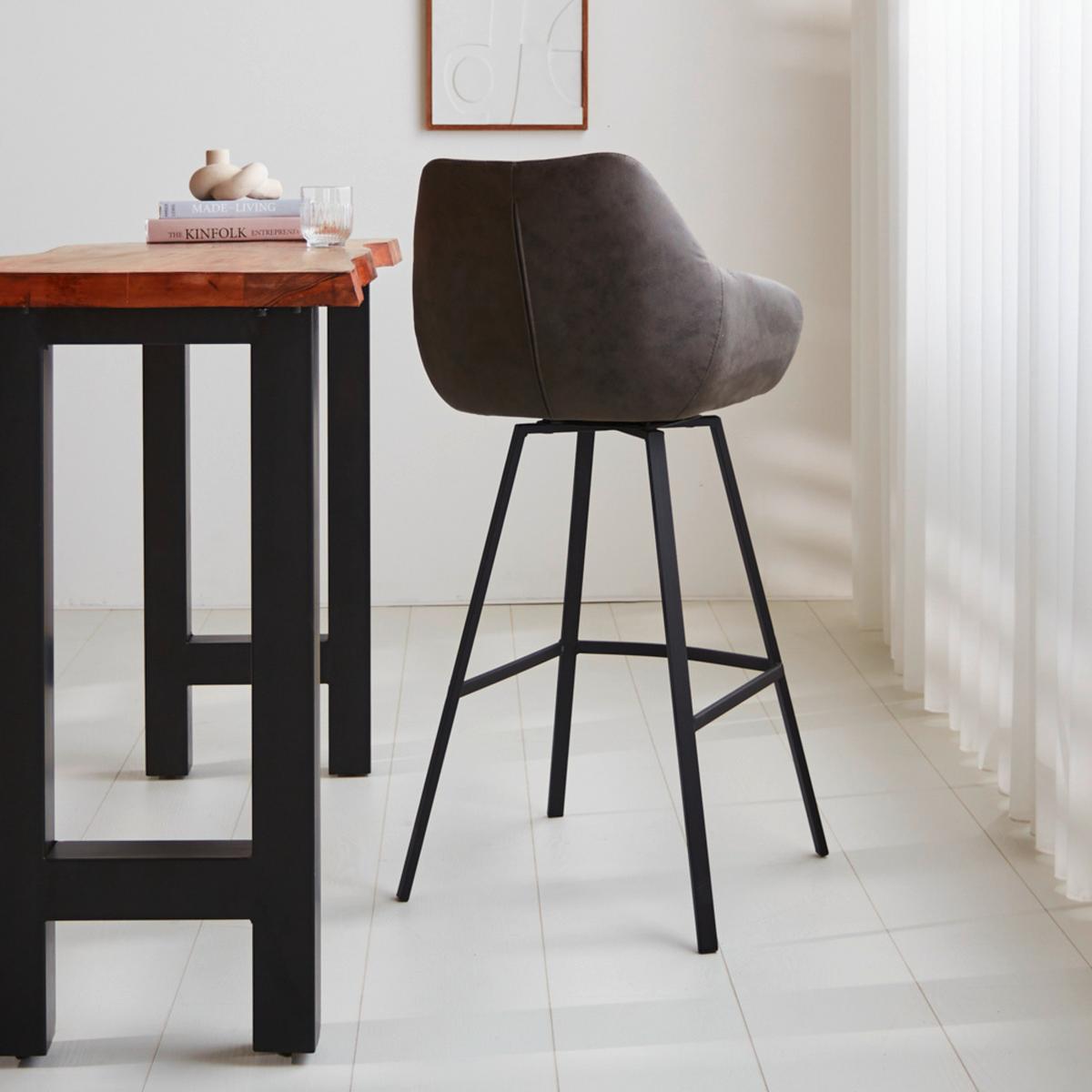 Barhocker-Set Casper Anthrazit B: 50 cm - Anthrazit/Schwarz, MODERN, Textil/Metall (50/112/60cm) - MID.YOU