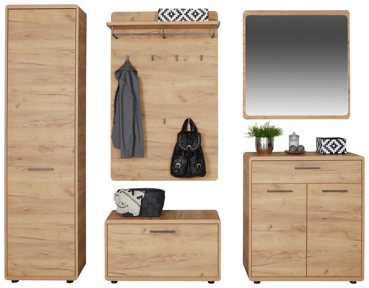 Garderoben-set Fontana Eiche Gold Dekor 5-Tlg. - Eichefarben, MODERN, Holzwerkstoff (252/198/32cm)